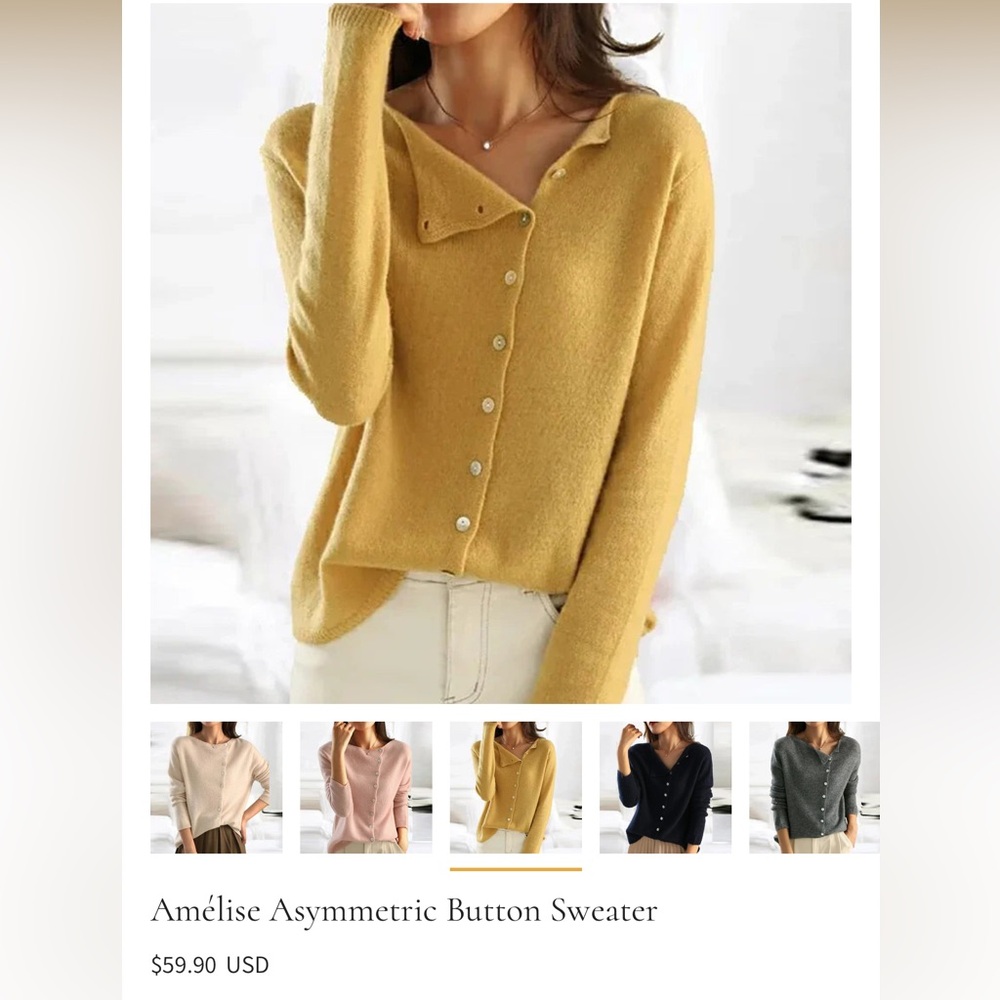 Women's Wool Elegant Asymmetrical Cardigan Sweater - Picture 5 of 5